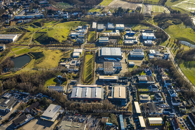 Castrop-Rauxel240106250 | Luftbild, Gewerbegebiet Erin Park mit Teich, Achsenkreuz mit Baumallee an Erinstraße und Am Förderturm, Castrop-Rauxel, Ruhrgebiet, Nordrhein-Westfalen, Deutschland