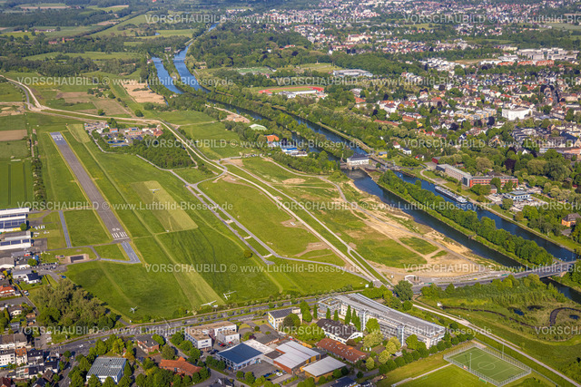 Hamm230506689 | Luftbild, Erlebensraum Baustelle, Flugplatz Liepewiesen, Fluss Lippe und Datteln-Hamm-Kanal, Kläranlage Hamm Mattenbecke, Schleuse Hamm, Stadtbezirk Heessen, Hamm, Ruhrgebiet, Nordrhein-Westfalen, Deutschland