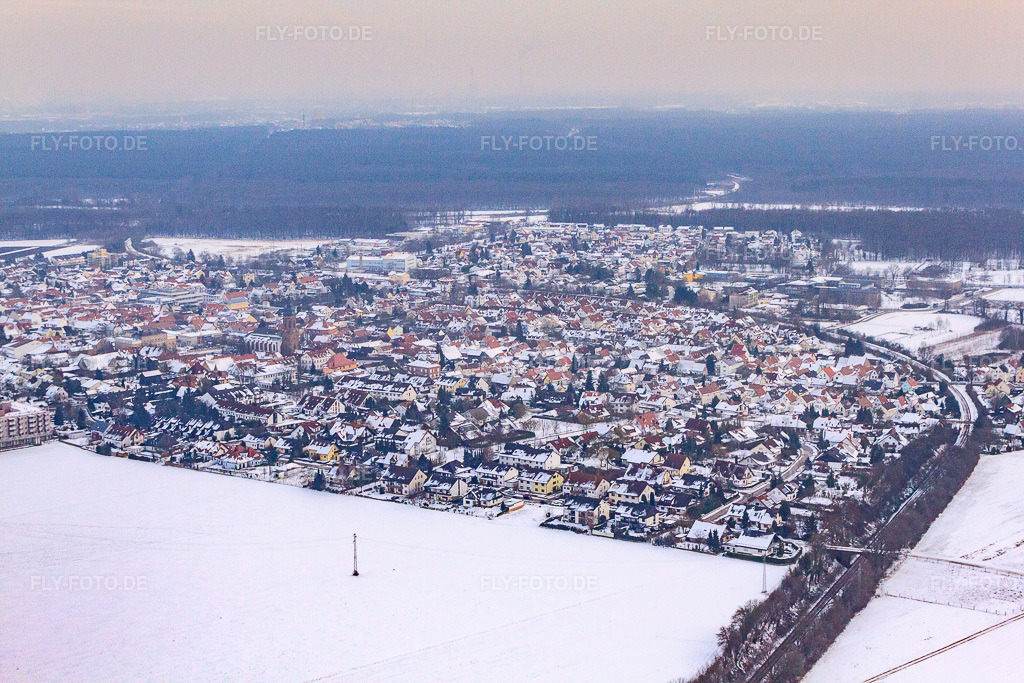 Luftbild: Kandel von Nordwesten bei Schnee in Kandel im Bundesland Rheinland-Pfalz in Deutschland. Foto: IMG_23844.jpg vom 16.01.2010 durch Werner Riehm/FLY-FOTO.de