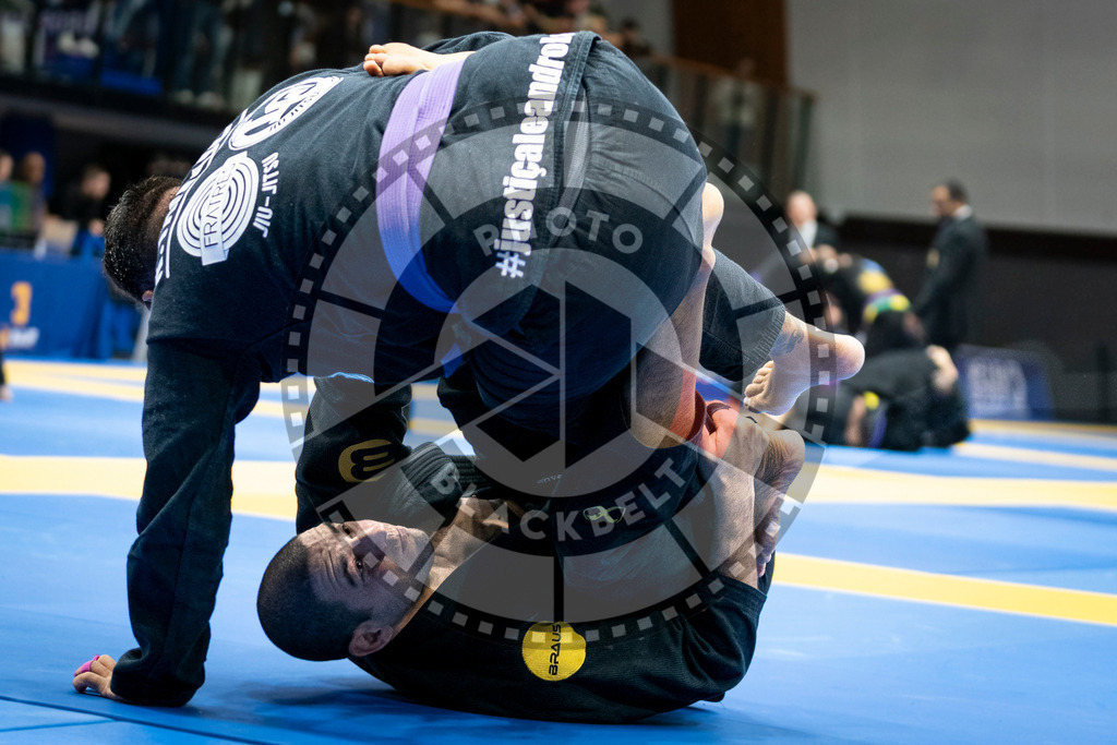 20240125PBB00622 | Fighters compete during the sixth day of the Brazilian Jiu-jitsu European Championship of the IBJJF in Paris, France, on January 25, 2024.