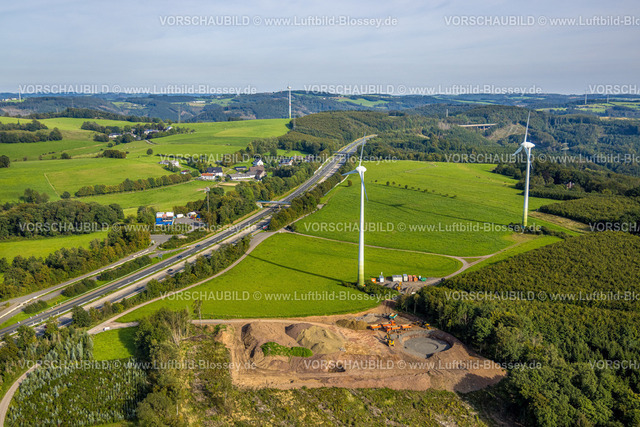 Hagen230902751 | Luftbild, Windräder Baustelle mit Neubau an der Autobahn A45, Dahl, Hagen, Ruhrgebiet, Nordrhein-Westfalen, Deutschland