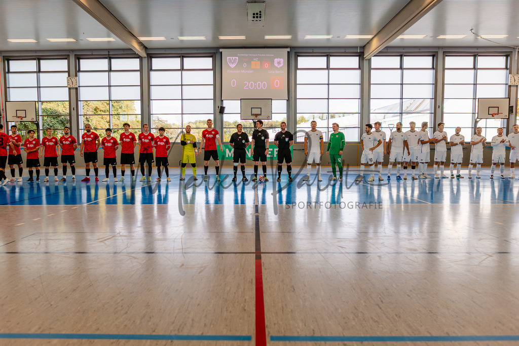 Futsal-Bundesliga, Saison 2025/2026, 2. Spieltag: SC Preußen Münster - FC Liria Futsal Berlin | Futsal-Bundesliga, Saison 2025/2026, 2. Spieltag, SC Preußen Münster empfängt FC Liria Berlin in der Universitäts-Sporthalle in Münster. Foto: sportfotografie.ms | Markus Paletta - Realisiert mit Pictrs.com