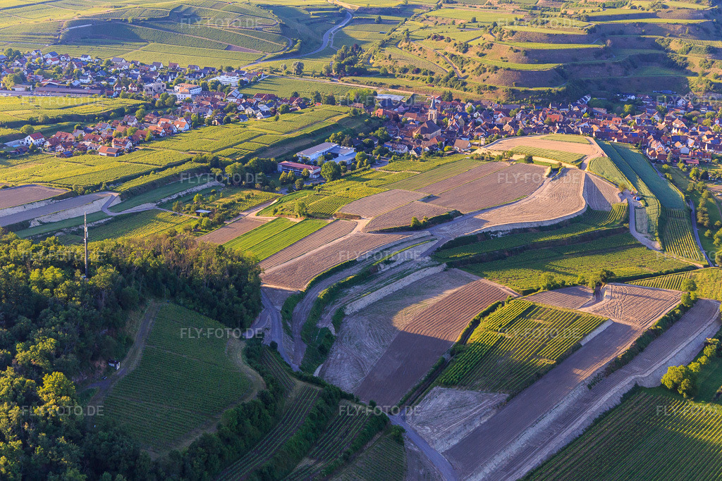 Luftbild: Baustelle zur Neuplanierung von Terassenweinbergen im Ortsteil Oberrotweil in Vogtsburg im Bundesland Baden-Württemberg in Deutschland. Foto: IMG_147875.jpg vom 30.05.2025 durch Werner Riehm/FLY-FOTO.de