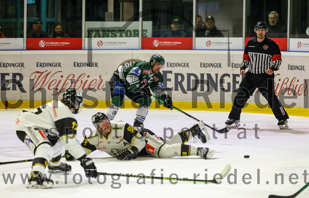 2023-11-17_082_TSV_Erding_gegen_EA_Schongau | Erding, Deutschland, 17.11.2023:
Eishockey, Bayernliga Vorrunde 2023 / 2024, 10. Spieltag, TSV Erding gegen EA Schongau, Endergebnis: 12:4

Stefan Saal (EA Schongau, #17), Mathias Schuster (EA Schongau, #88), Philipp Michl (Erding Gladiators, #77)

Foto: Christian Riedel / fotografie-riedel.net