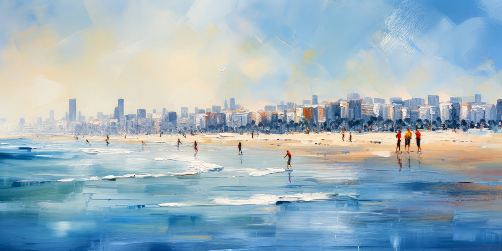 2307200 - Kalifornischer Strand | Modernes digitales Gemälde einer kalifornischen Strandszene.