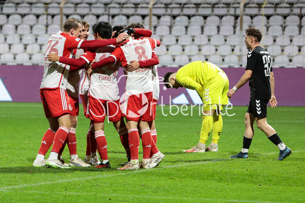 FC Bayern Amateure - SV Wacker Burghausen | Der Jubel nach dem Tor zum 4-1 durch David JONATHANS (FCB #27) / Freude / Torschuetze / Treffer