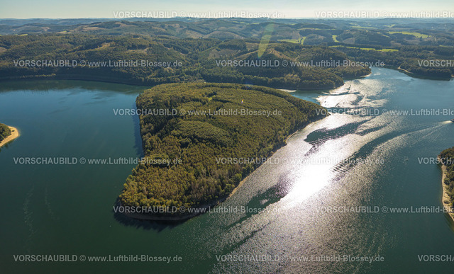 Attendorn230909140 | Luftbild, Biggetalsperre, Gilberginsel, Neu-Listernohl, Attendorn, Sauerland, Nordrhein-Westfalen, Deutschland