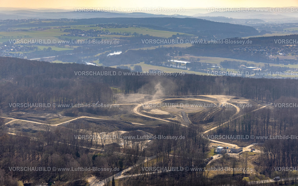 Werl220301105 | Luftbild, Baustelle und Neubau eines Aussichtsturms im Stadtwald Werl mit Renaturierung, Werl, Soester Börde, Nordrhein-Westfalen, Deutschland
