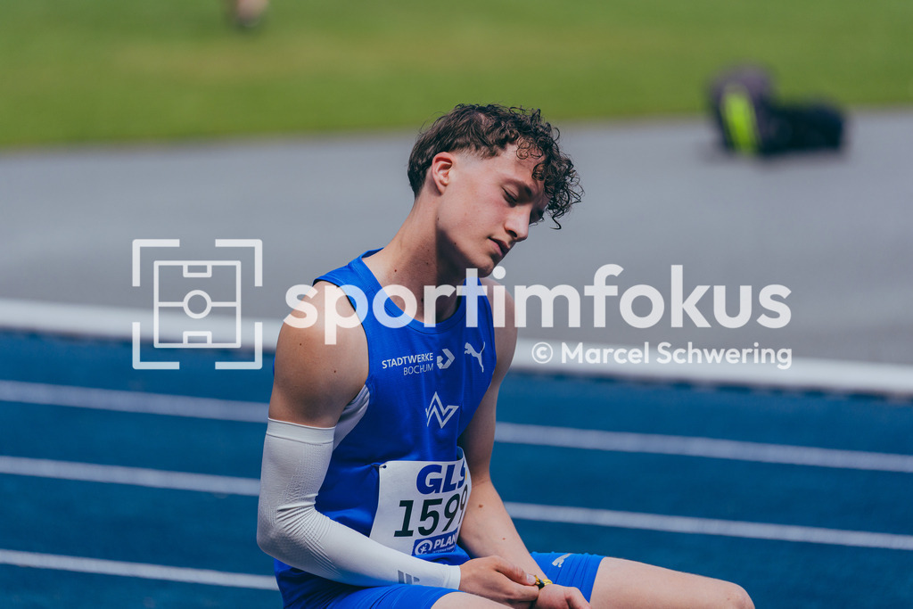 DM U23 U18 Bochum 2026 | Milan Merl (TV Wattenscheid 01), Startnummer 1599, 400 Meter Hürden; Deutsche Meisterschaften der U18 &amp; U23 2026, Lohrheidestadion Bochum-Wattenscheid, 04.07.2026 Foto: Marcel Schwering / sportimfokus - Realisiert mit Pictrs.com