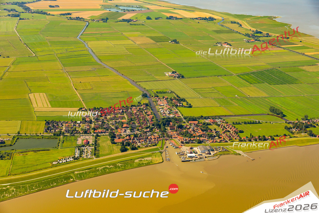 Aktuelles Luftbild von Ditzum Jemgum - Die Luftaufnahme wurde 2022 mittels UL-Flugzeug erstellt ( keine Drohne ) - hochauflösende Kamera-Systeme von  Canon -Beste Qualität - Für grossformatige Ausdrucke geeignet. Die Geschenkidee !