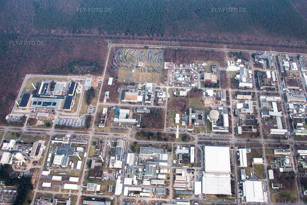 Luftbild: Leopoldshafen, KIK Campus Nord im Ortsteil Leopoldshafen in Eggenstein-Leopoldshafen im Bundesland Baden-Württemberg in Deutschland. Foto: IMG_076649.jpg vom 13.02.2015 durch Werner Riehm/FLY-FOTO.de