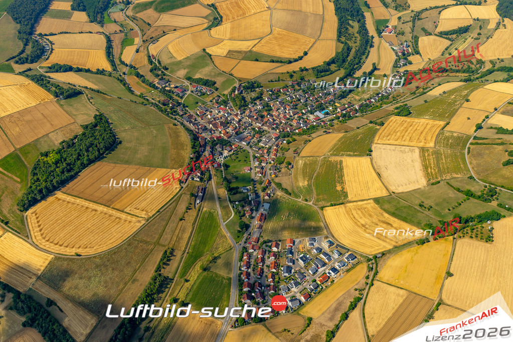 Das Luftbild zeigt : Edelfingen Bad Mergentheim - Die Luftaufnahme wurde 2023 vom UL-Flugzeug aus erstellt ( keine Drohne ) - Hochauflösende Luftaufnahme - Für grossformatige Ausdrucke geeignet. Die Geschenkidee !Mit Lizenz und Bildrechte bestellbar