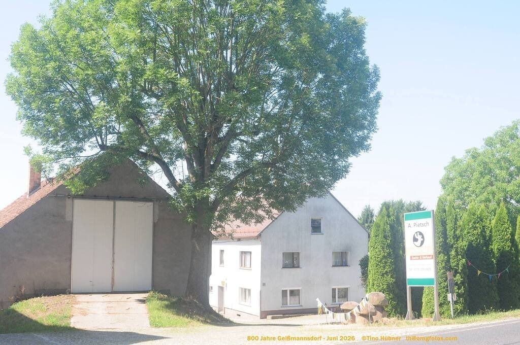 Geißmannsdorf-2026-Ortsbilder-009 | Geißmannsdorf bei Bischofswerda im Sommer 2026. Ein fotografischer Streifzug durch das Dorf Geißmannsdorf, mit Gebäuden, Straßen, Strohpuppen und geschmückten Vorgärten und Grundstücken anlässlich der 800-Jahr-Feier von Geißmannsdorf im Juni 2026 - Realisiert mit Pictrs.com