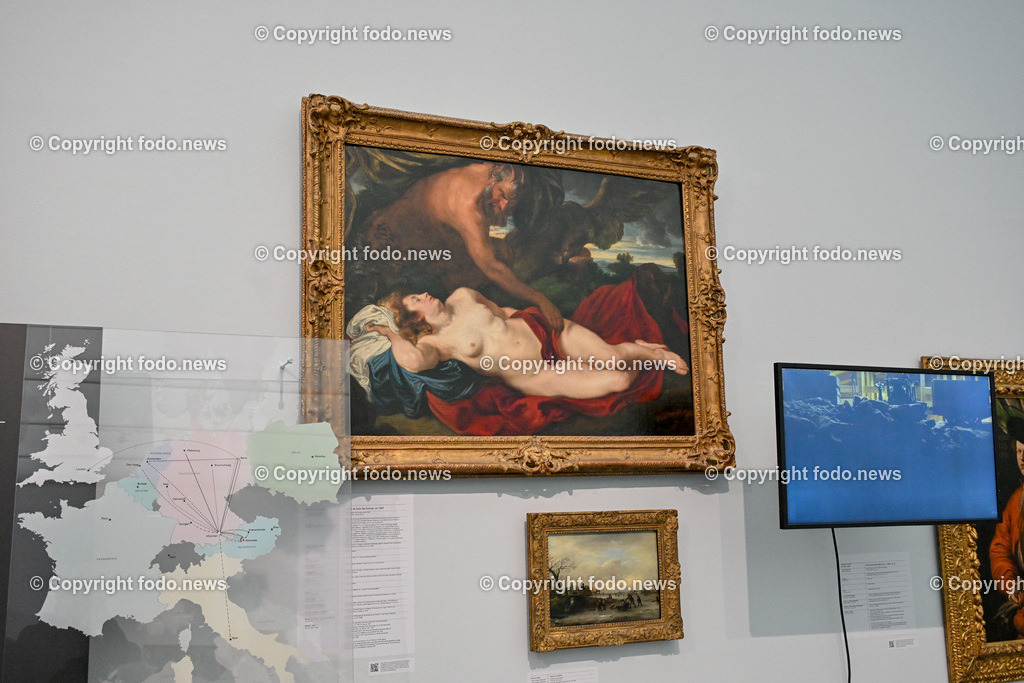 Lentos Kunstmuseum_ Die Reise der Bilder_ Hitlers Kulturpolitik_ 19.03.2024-17 | 19.03.2024, Linz, AUT, Lentos Kunstmuseum, Die Reise der Bilder, Hitlers Kulturpolitik, Kunsthandel und Einlagerungen in der NS-Zeit im Salzkammergut, im Bild Ausstellung, Sammlung, Leihgaben, Bilder, Kunstwerke

Jupiter als Satyr bei Antiope um 1620, Anthonis van Dyck