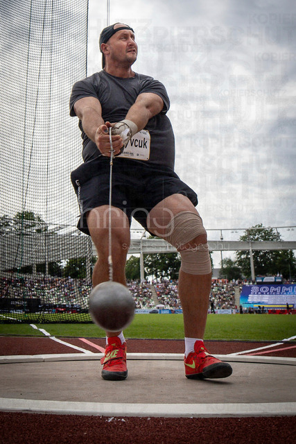 Golden Oval; Dresden, 31.05.2026 | DRESDEN , GERMANY - MAY 31:  Volodymyr Myslyvcuk (CZE / Czech Republic) competes in the hammer throw during the Golden Oval Continental Tour Silver meeting on May 31, 2026 at Heinz-Steyer-Stadion in Dresden, Saxony, Germany.
