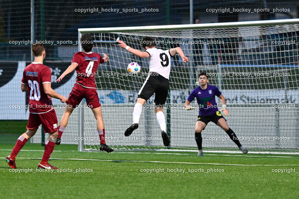 SV Spittal vs. VST Völkermarkt 5.4.2024 | #20 Raphael Lukas Kulterer VST Völkermarkt, #4 Johannes Schmutzer VST Völkermarkt, #9 Samuel Müllmann SV Spittal, #22 Philip Luschin VST Völkermarkt, SV Spittal vs. VST Völkermarkt 5.4.2024, SV Spittal vs. VST Völkermarkt am 05.04.2024 in Spittal an der Drau (Goldeck Stadion), Austria, (Photo by Bernd Stefan)