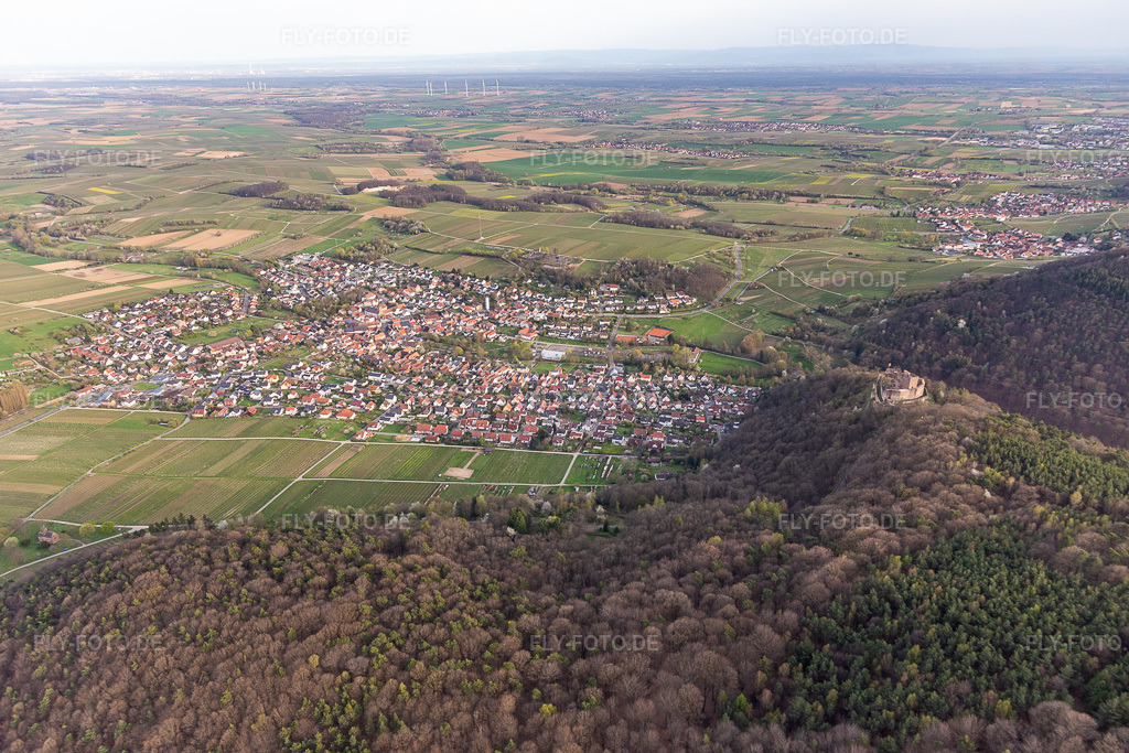 Luftbild:  in Klingenmünster im Bundesland Rheinland-Pfalz in Deutschland. Foto: IMG_131176.jpg vom 12.04.2022 durch Werner Riehm/FLY-FOTO.deKlingenmuenster | Gemeinde Klingenmünster Kreis Südliche Weinstraße