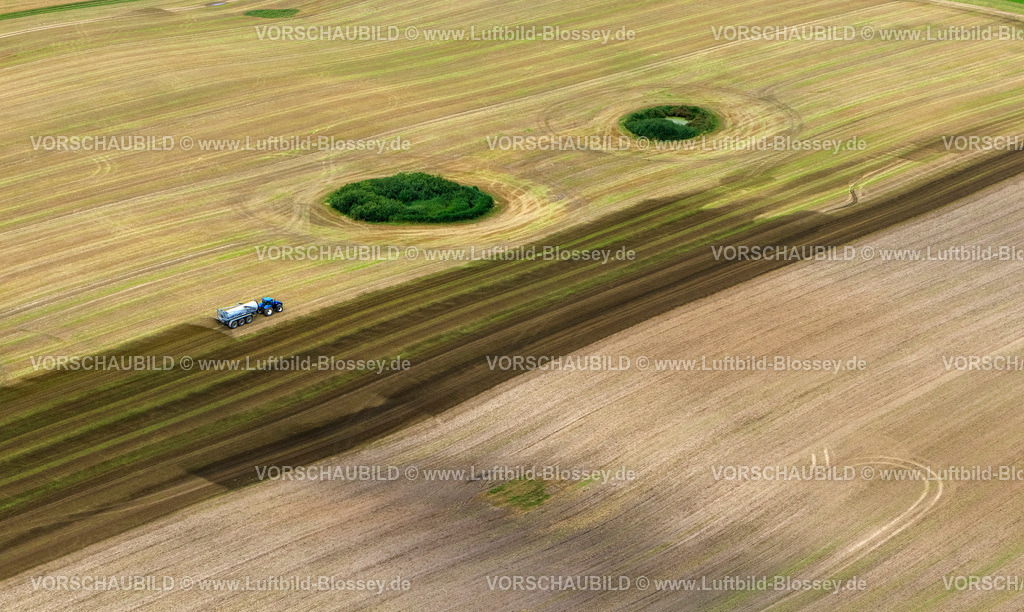 Stralsund12081648 | abgeerntetes Feld mit Wald und Wieseninsel, Trecker bringt Gülle aus, Gülletrecker, Emmision,  Kramerhof, Ostsee, Mecklenburg-Vorpommern, Deutschland, Europa