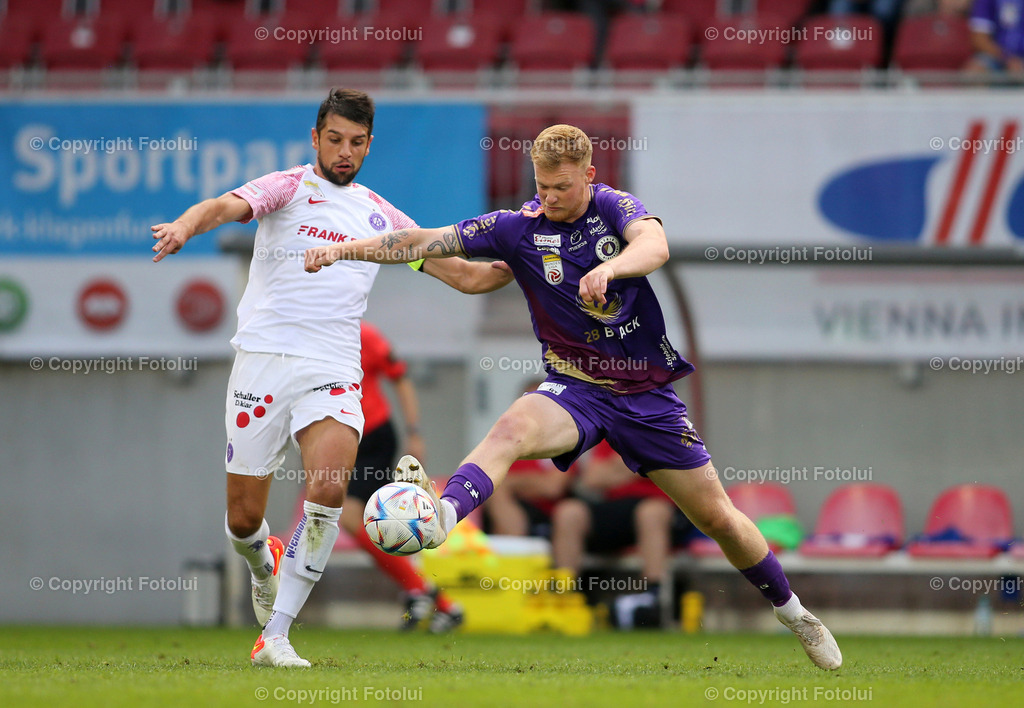 A_LUI_280822_10 | SPORT,FUSSBALL,ADMIRAL BUNDESLIGA AUSTRIA KLAGENFURT-AUSTRIA WIEN  28.08.2022 IM BILD: LUKAS MUEHL (WIEN) UND JONAS ARWEILER (KLAGENFURT)FOTO: FOTOLUI/MARIO WIMMER