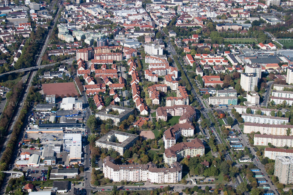 Luftbild: Frankenthal, Mahlastr in Frankenthal im Bundesland Rheinland-Pfalz in Deutschland. Foto: IMG_21886.jpg vom 09.10.2009 durch Werner Riehm/FLY-FOTO.de