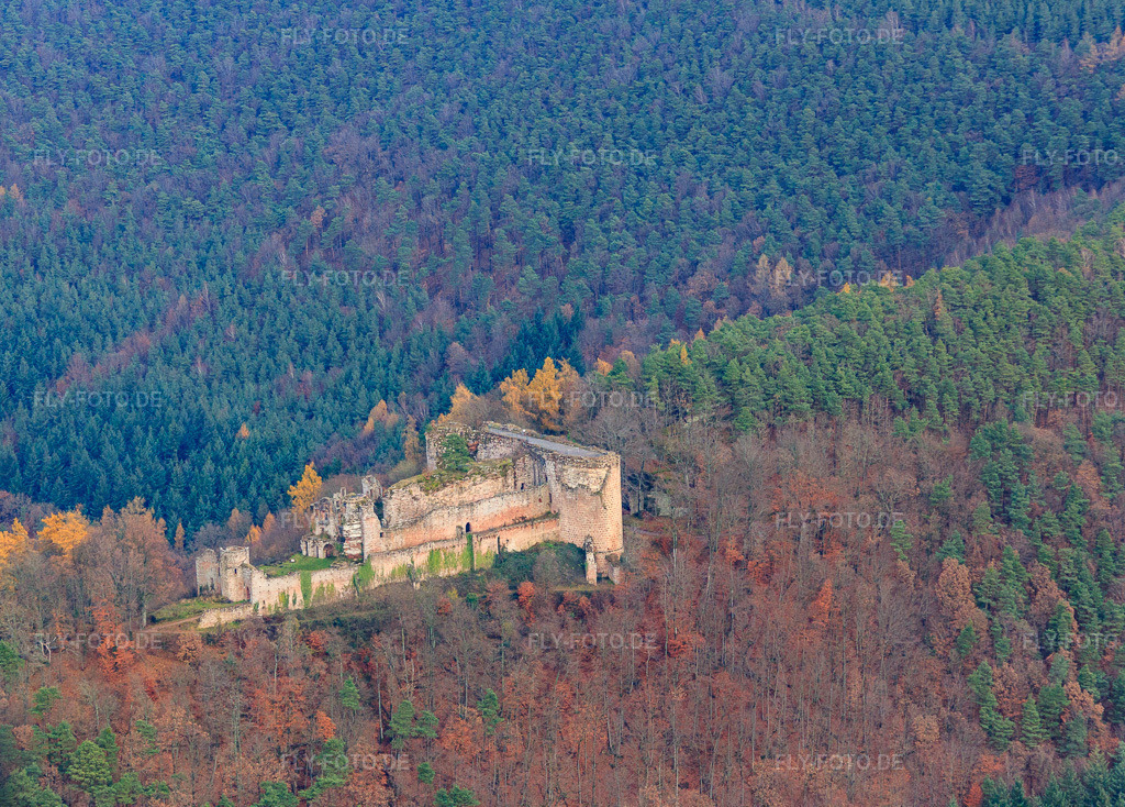 Luftbild: Burgruine Neuscharfeneck in Flemlingen im Bundesland Rheinland-Pfalz in Deutschland. Foto: IMG_61241.jpg vom 30.11.2013 durch Werner Riehm/FLY-FOTO.deAktuelles