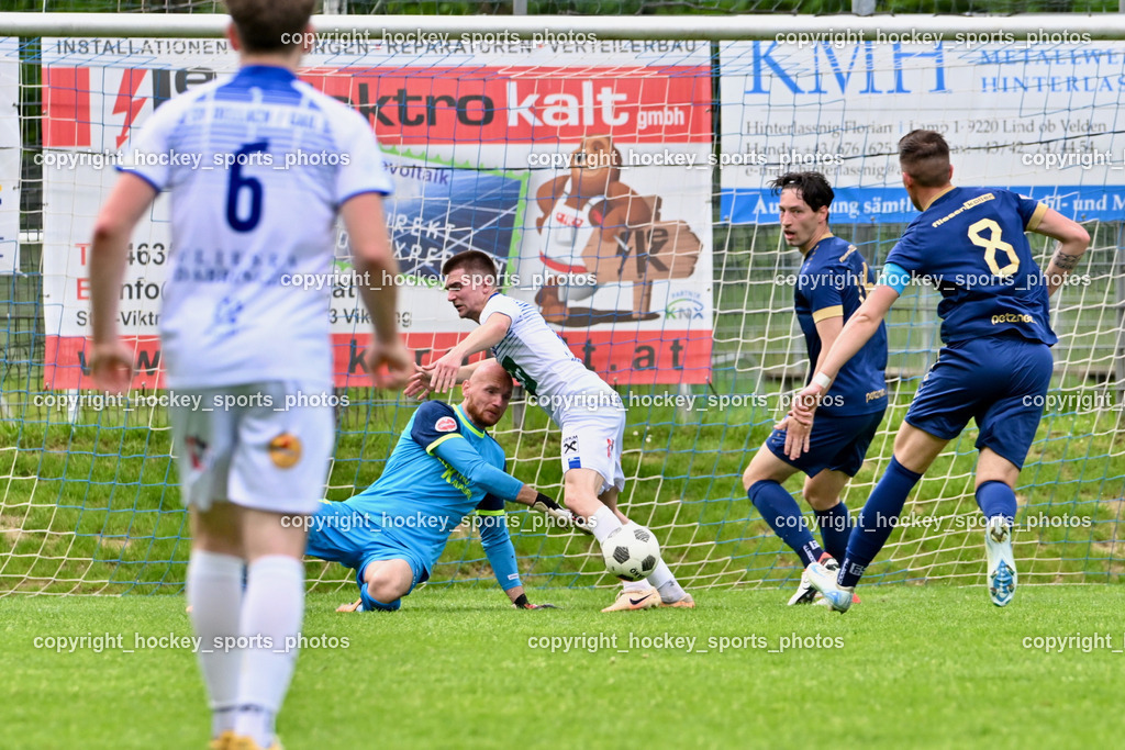 ATUS Velden vs. SV Dellach Gail | #31 Alexander Kofler ATUS Velden, #49 Nermin Hasancevic Dellach Gail, #16 Luka Caculovic ATUS Velden, #8 Fabian Kopeinig ATUS Velden, ATUS Velden vs. SV Dellach Gail, ATUS Velden vs. SV Dellach Gail am 03.05.2025 in Velden (Wald Arena Velden), Austria, (Photo by Bernd Stefan)