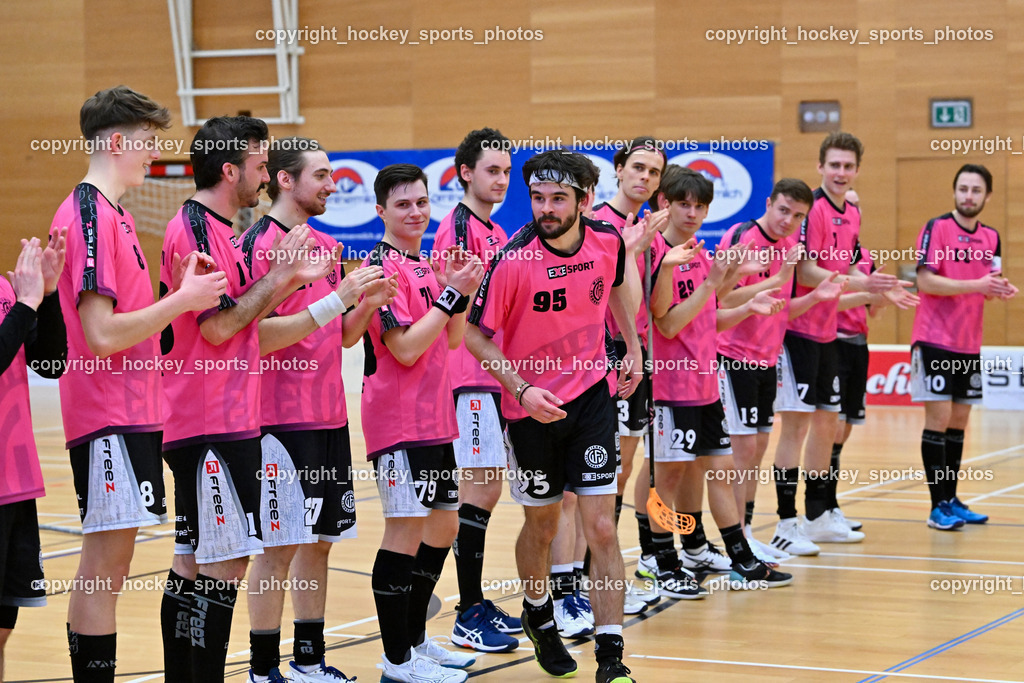 VSV Unihockey vs. Wiener Floorballferein 6.4.2024 | Wiener Floorballverein Mannschaft, #95 Niklas Felsberger Wiener Floorballverein, VSV Unihockey vs. Wiener Floorballferein 6.4.2024, VSV Unihockey vs. Wiener Floorballferein  am 06.04.2024 in Villach (Ballspielhalle St. Martin), Austria, (Photo by Bernd Stefan)
