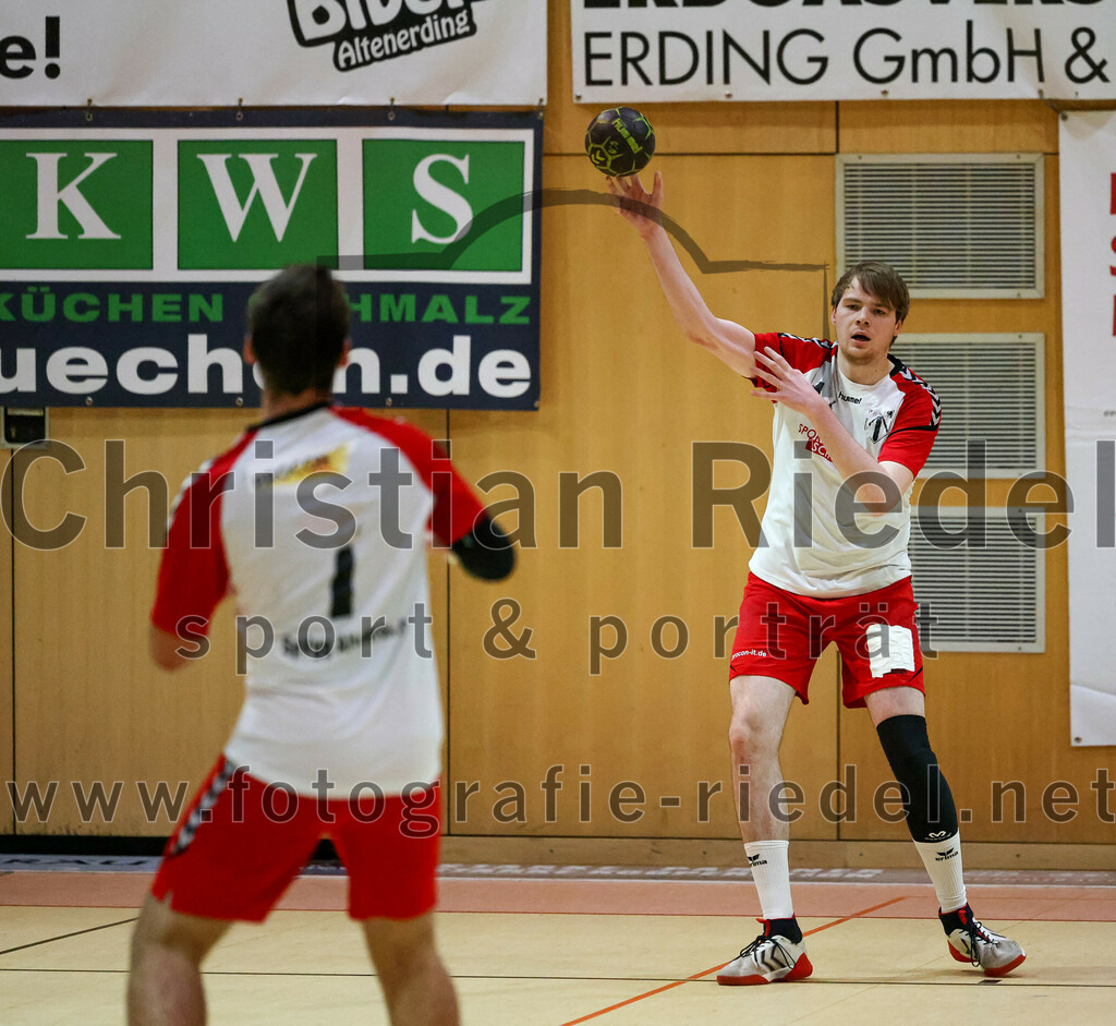 2023-01-21_014_SpVgg_Altenerding_gegen_SC_Eching | Erding, Deutschland, 21.01.2023:
Handball, Bezirksoberliga Männer 2022 / 2023, 12. Spieltag, SpVgg Altenerding gegen SC Eching, Endergebnis: 29:34

Simon Rüdiger (SpVgg Altenerding, #7), Niklas Fleps (SpVgg Altenerding, #17)

Foto: Christian Riedel / fotografie-riedel.net