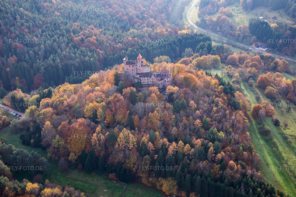 Luftbild: Erlenbach, Burg Berwartstein in Erlenbach bei Dahn im Bundesland Rheinland-Pfalz in Deutschland. Foto: IMG_076364.jpg vom 09.11.2014 durch Werner Riehm/FLY-FOTO.de
