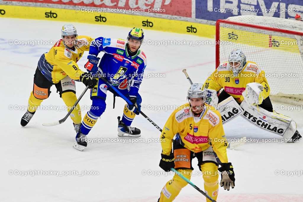EC IDM Wärmepumpen VSV vs. Vienna Capitals | #8 Nelson Nogier Vienna Capitals, #26 Guus van Nes EC VSV, #5 Dominic Hackl Vienna Capitals, #30 Sebastian Wraneschitz Vienna Capitals, EC IDM Wärmepumpen VSV vs. Vienna Capitals, EC IDM Wärmepumpen VSV vs. Vienna Capitals am 28.01.2026 in Villach (Stadthalle Villach), Austria, (Photo by Bernd Stefan)