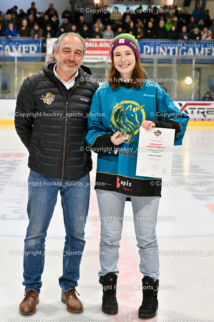 ESC Steindorf vs. EHC Althofen 2.3.2023 | Ehrung KEHV Superstar Wahl 2022/23, KEHV Schiedsrichter Referent Michael Baumann, Rebecca Thamer