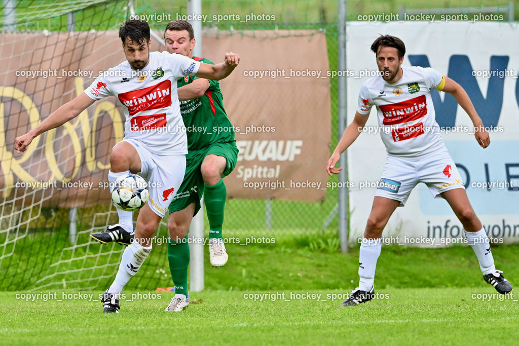 FC ASKÖ Gmünd vs. Rapid Lienz  | #2 Patrick Eder Rapid Lienz, #12 Marvin Metzler Stranner ASKÖ Gmünd, #5 Manuel Eder Rapid Lienz, FC ASKÖ Gmünd vs. Rapid Lienz , FC ASKÖ Gmünd vs. Rapid Lienz  am 02.06.2024 in Gmünd (Sportplatz Gmünd), Austria, (Photo by Bernd Stefan)