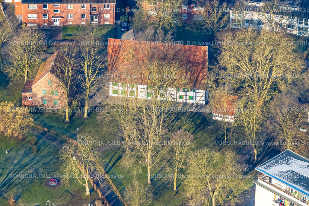Hamm250200895Heessen | Luftbild, Brokhof Fachwerkhaus, alter Bauernhof als Veranstaltungsort und Kulturzentrum, Stadtbezirk Heessen, Hamm, Ruhrgebiet, Nordrhein-Westfalen, Deutschland