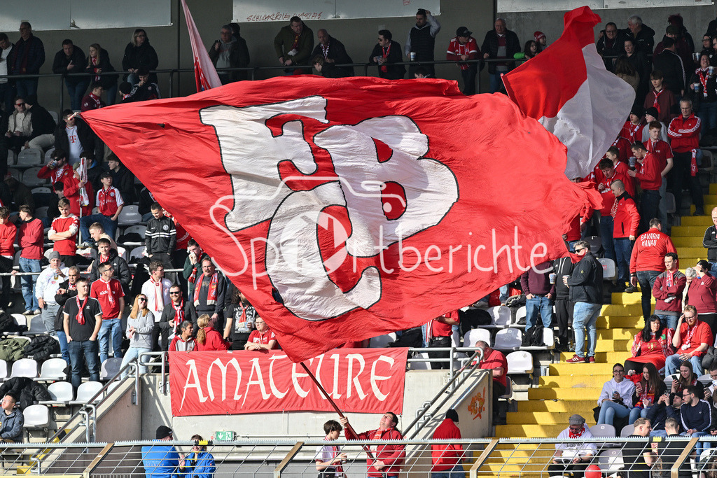 FC Bayern Amateure - 1. FC Schweinfurt 05 | Die Fans der kleinen Bayern feuern ihre Mannschaft an / Ultras / Zuschauer / Regionalliga Bayern: FC Bayern Muenchen II - 1. FC Schweinfurt 1905, Gruenwalder Stadion am 22.02.2025