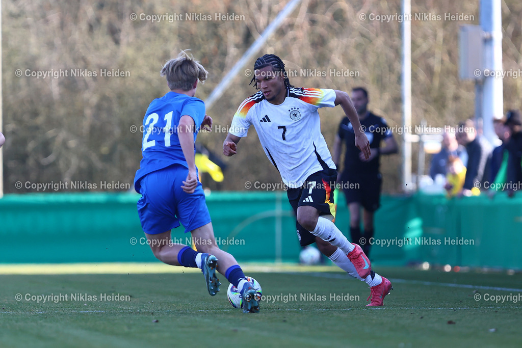 NH_DeutschlandU19_FinnlandU19_UEFAQualifikationsturnier_22032025 | #7 Paris Brunner (Deutschland U19)Fußball I Junioren I UEFA-U19-Europameisterschaft I Saison 2024-2025 I Qualifikationsturnier I Deustchland U19 - Finnland U19 I 22.03.2025 I GWG-Stadion Flutmulde