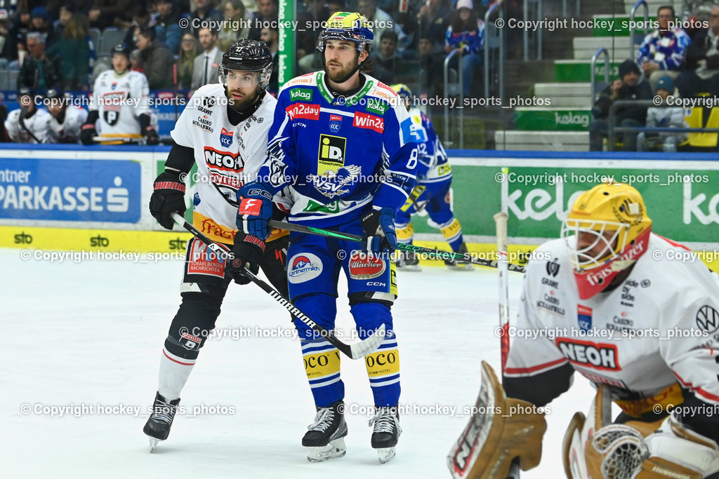 EC IDM Wärmepumpen VSV vs. Pioneers Vorarlberg | #8 Maximilian Rebernig EC VSV, #77 Ivan Korecky Pioneers Vorarlberg, EC IDM Wärmepumpen VSV vs. Pioneers Vorarlberg, EC IDM Wärmepumpen VSV vs. Pioneers Vorarlberg am 22.02.2026 in Villach (Stadthalle Villach), Austria, (Photo by Bernd Stefan)