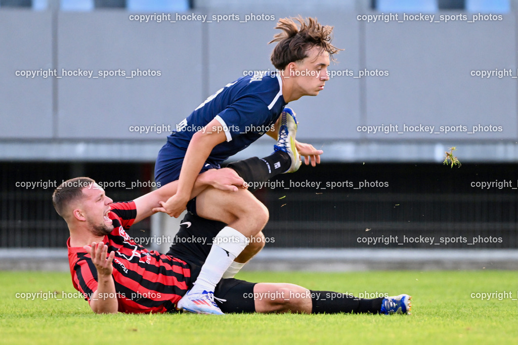 SC St. Veit vs. FC Nussdorf Debant | #2 Philipp Straganz FC Nussdorf Debant, #6 Julian Hufnagl SC St. Veit, SC St. Veit vs. FC Nussdorf Debant, SC St. Veit vs. FC Nussdorf Debant am 22.08.2025 in St. Veit an der Glan (Jacques Lemans Arena), Austria, (Photo by Bernd Stefan)