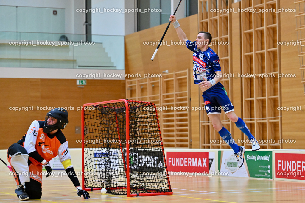 VSV Unihockey vs. SZPK Floorball 4.11.2023 | #99 Zoltán Szuri, #19 Philipp Seiser, Jubel VSV Unihockey