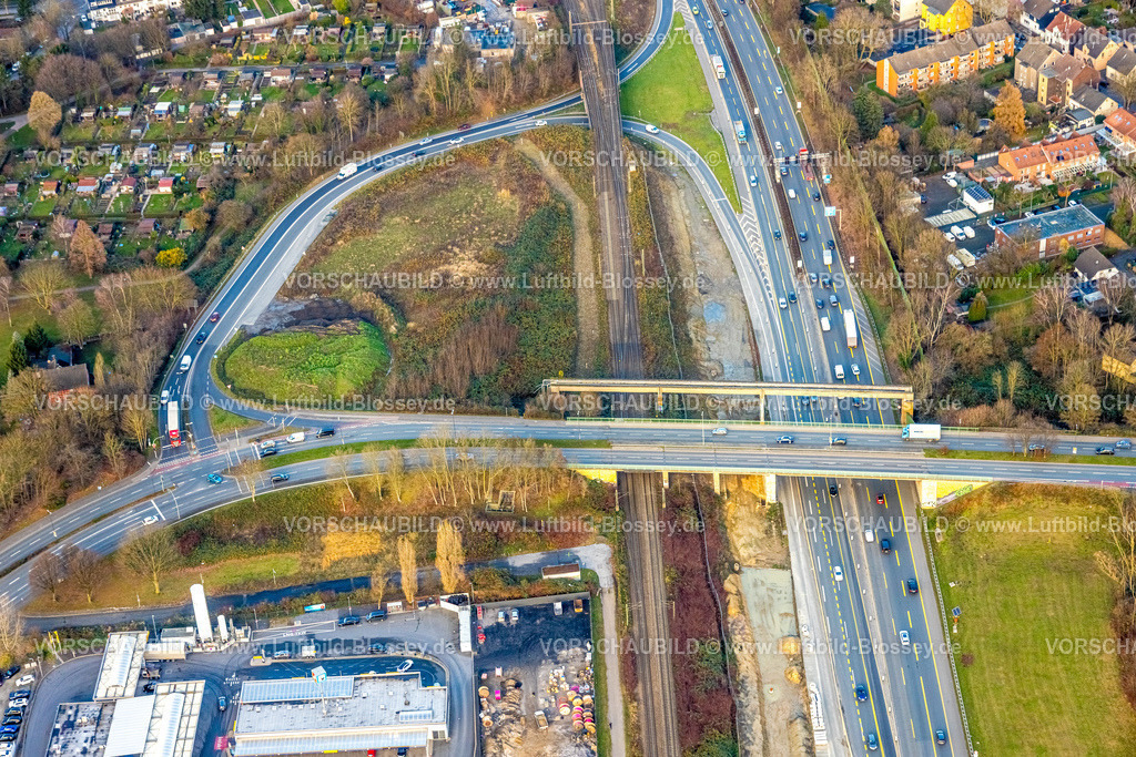 Herne251203590 | Luftbild, Straßenverkehr mit Autobahn A43 Anschlussstelle Herne-Eickel, Herne-Süd, Herne, Ruhrgebiet, Nordrhein-Westfalen, Deutschland