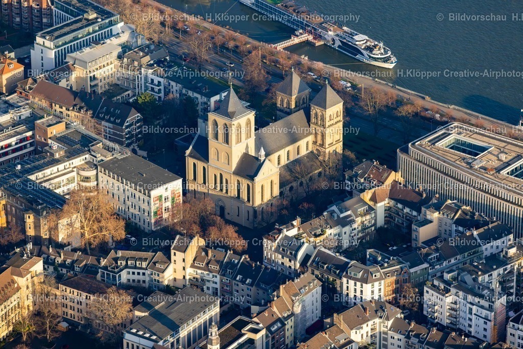 Luftbilder Köln-7876 | Luftbildfotografie Kirchengebäude " Basilika St. Kunibert " an der Straße Kunibertskloster in Köln im Bundesland Nordrhein-Westfalen, Deutschland. - Realisiert mit Pictrs.com