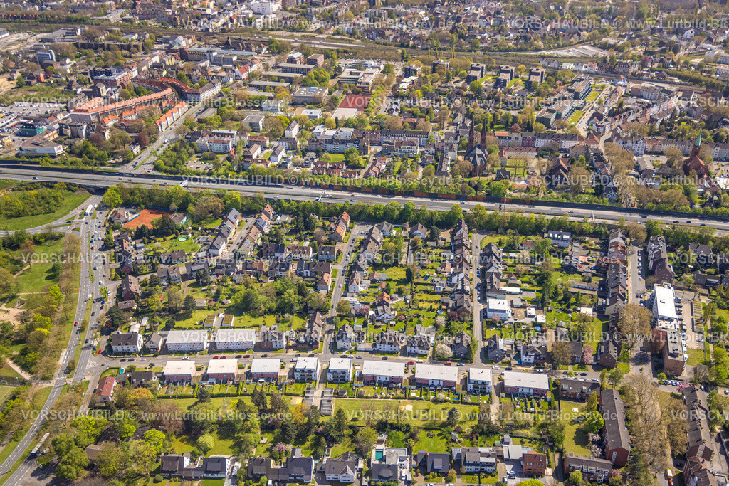 Herne230403100Ost | Luftbild, Reihenhaus Wohnsiedlung Schloß-Strünkede-Straße, Baukau, Herne, Ruhrgebiet, Nordrhein-Westfalen, Deutschland