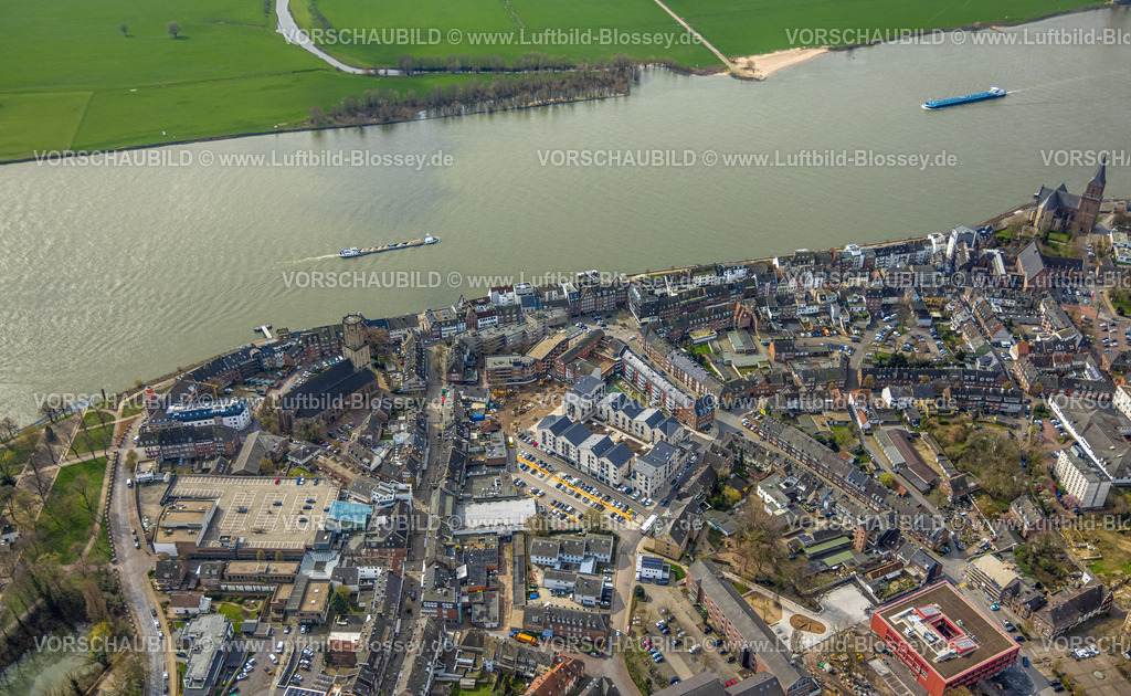 Emmerich230300324 | Luftbild, Baustelle und Neubau vivAtrium Emmerich, Wohnhäuser und Geschäftshäuser am Neumarkt, Emmerich, Emmerich am Rhein, Niederrhein, Nordrhein-Westfalen, Deutschland