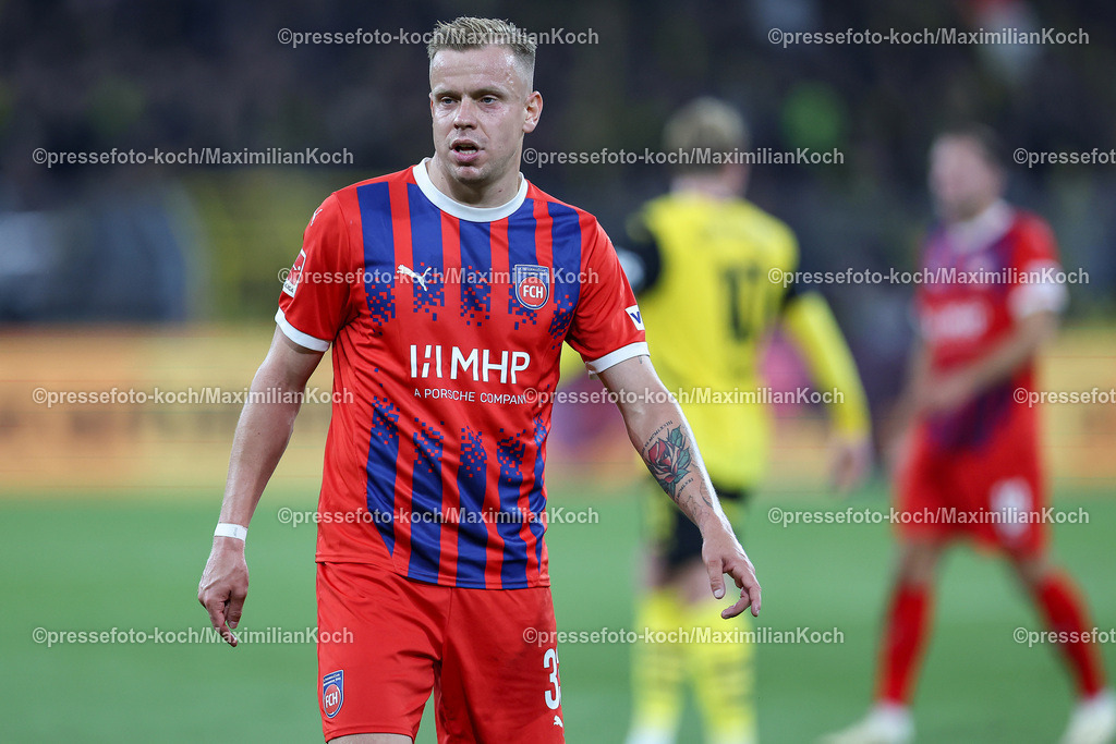 BVB13092402197 | 13.09.2024, 1. Fußball Bundesliga, Borussia Dortmund - 1. FC Heidenheim 1846, Signal Iduna Park, Saison 2024 2025: Lennard Maloney (Heidenheim #33)DFB regulations prohibit any use of photographs as image sequences and or quasi-video.