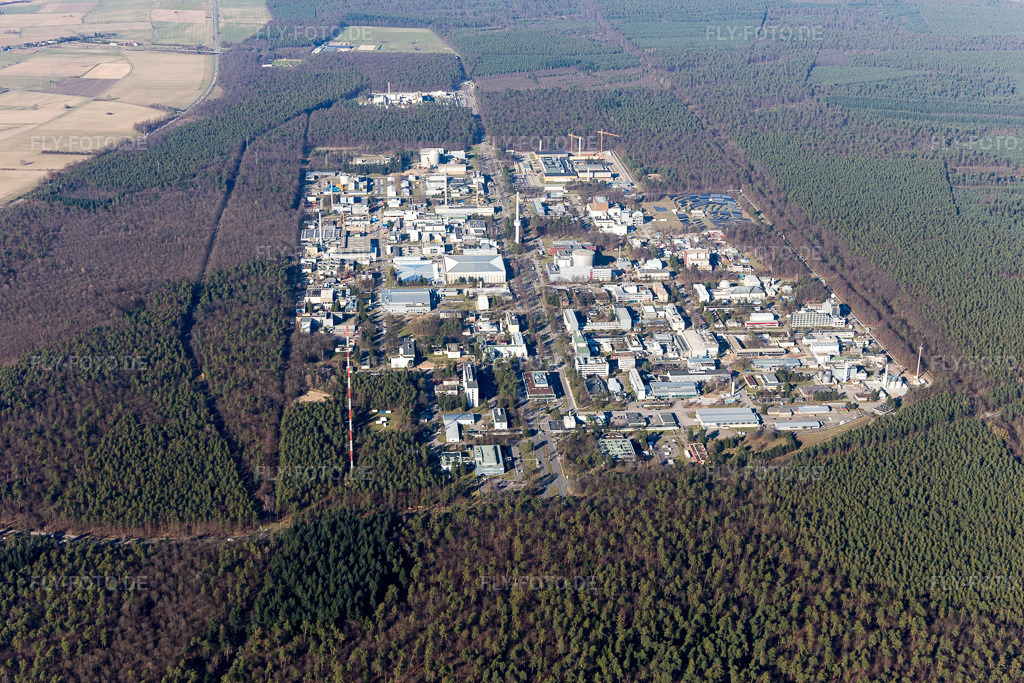 Luftbild: Leopoldshafen, KIT Campus Nord im Ortsteil Leopoldshafen in Eggenstein-Leopoldshafen im Bundesland Baden-Württemberg in Deutschland. Foto: IMG_097226.jpg vom 10.03.2017 durch Werner Riehm/FLY-FOTO.de