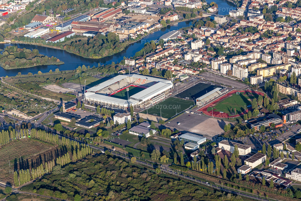 Aerial view: Stade Marcel-Picot in Tomblaine in the state Meurthe et Moselle, France. – Photo: IMG_117861.jpg taken on 09/14/2019 by Werner Riehm/FLY-FOTO.com – Resolution of the original: 5472 x 3648 px