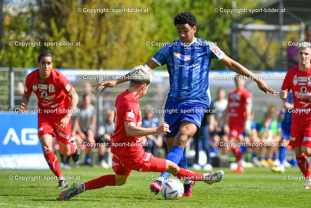AUT, 2.Liga, FC Blau Weiss Linz vs FC Dornbirn 1913 | 22.04.2023, Hofmann Arena Linz, AUT, 2.Liga, FC Blau Weiss Linz vs FC Dornbirn 1913, im Bild Fally Mayulu (Blau Weiss Linz) vs Raul Peter Marte (Dornbirn)


// Admiral 2. Liga Match between FC Blau Weiss Linz vs FC Dornbirn 1913 in Linz, Austria on 2023/04/22

