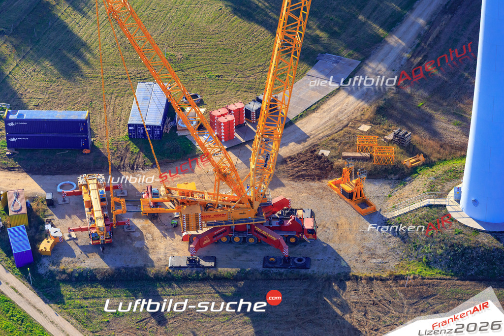 Die Luftaufnahme Windrad_reparatur - Kasendorf wurde 2017 mittels Flugzeug (keine Drohne) erstellt. Perfekte Schärfe und Druck- Auflösung- Garantiert!