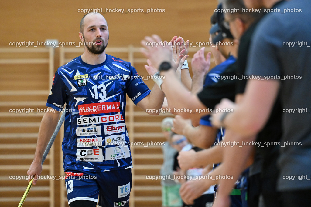 VSV Unihockey vs. Wiener Floorballferein 6.4.2024 | #13 Jan Sláma VSV Unihockey, VSV Unihockey vs. Wiener Floorballferein 6.4.2024, VSV Unihockey vs. Wiener Floorballferein  am 06.04.2024 in Villach (Ballspielhalle St. Martin), Austria, (Photo by Bernd Stefan)