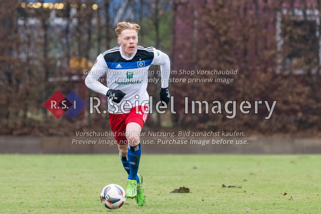 Fußball, Saison 2022/23, Regionalliga Nord, HSV II - TSV Havelse, Wolfgang-Meyer-Stadion (Hamburg), 03.12.2022, 21. Spieltag | Leon Sommer (#22, HSV II)
