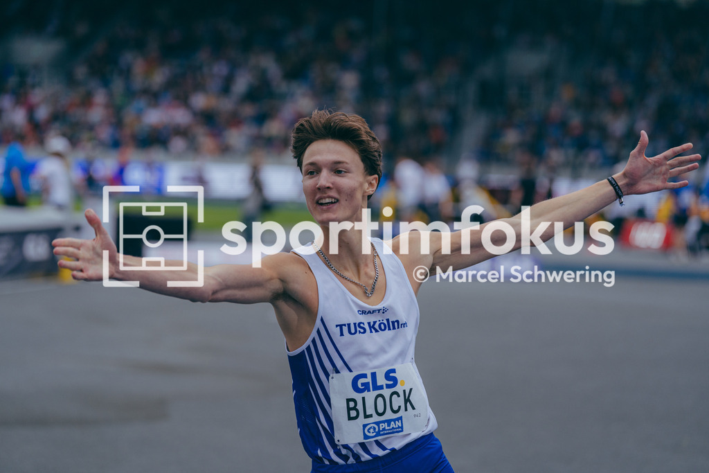 Deutsche Meisterschaften der Frauen und Männer 2026 | Lasse Block, TuS Köln rrh., 3x1000-Meter-Staffel, Deutsche Meisterschaften der Frauen und Männer 2026, Lohrheidestadion Bochum-Wattenscheid, 26.07.2026. Foto: Marcel Schwering / sportimfokus - Realisiert mit Pictrs.com